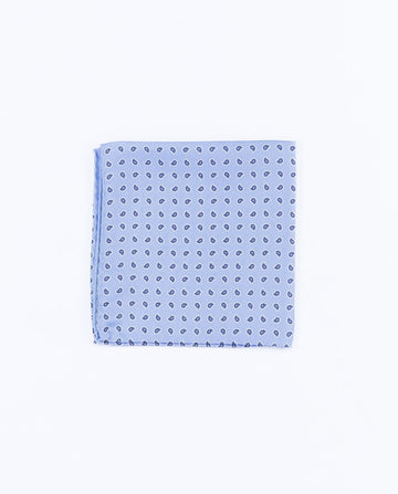 Lenço de Bolso 100% Seda em Azul Claro